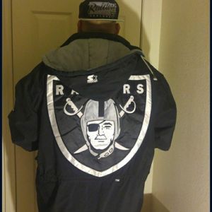 1990s Los Angeles Raiders NFL Starter  rain game 2xL team issue trench coat